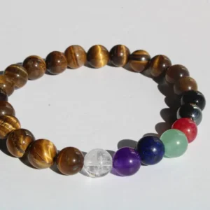 Pulseira 7 Chakras e Olho de Tigre