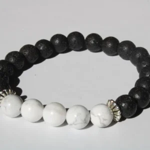 Pulseira Rocha Vulcanica e Howlita