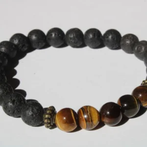Pulseira Rocha Vulcânica e Olho de Tigre