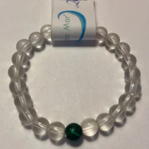 Pulseira de criança quartzo cristal e malaquita