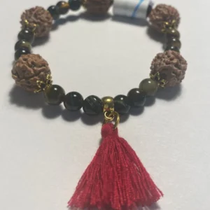 Pulseira Olho de Tigre e Rudraksha