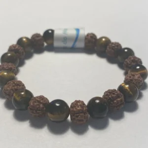 Pulseira Rudraksha e Olho de Tigre