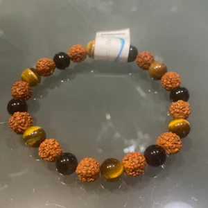 Pulseira Olho de Tigre, Rudraksha e Ónix