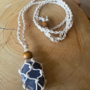 Colar Macramé Quartzo Azul