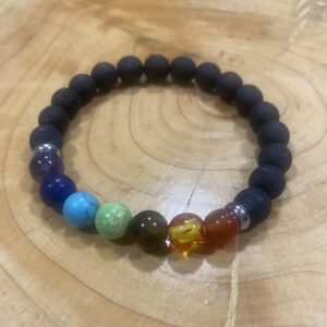 Pulseira 7 Chakras Rocha Vulcânica