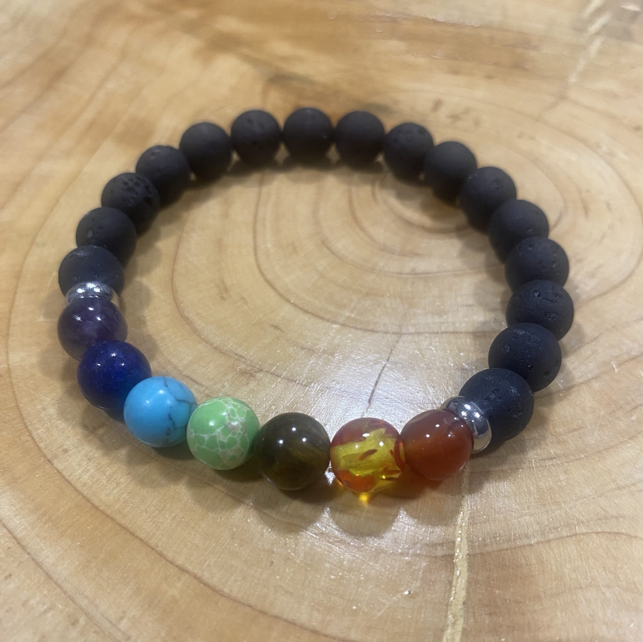 Pulseira 7 Chakras Rocha Vulcânica